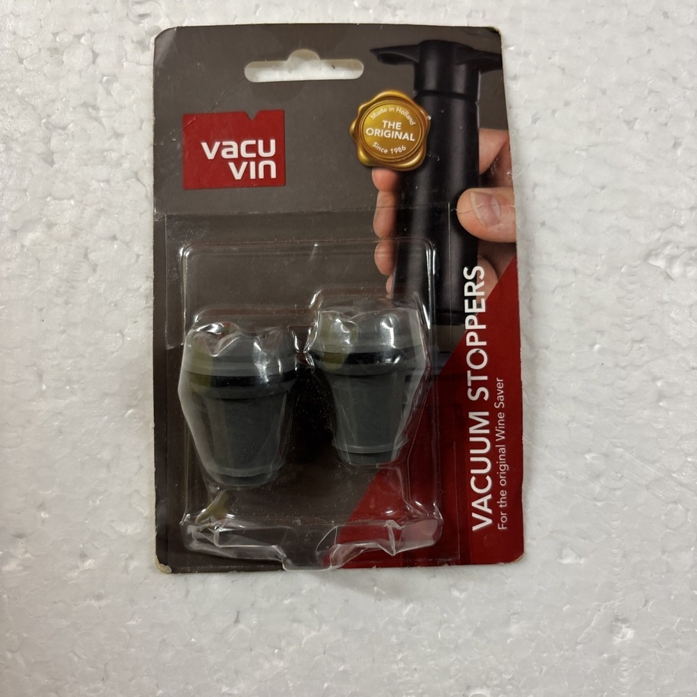 Vacu Vin Wine Saver 2 Pack Vacuum Pump Stoppers New!